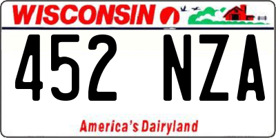 WI license plate 452NZA