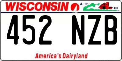 WI license plate 452NZB