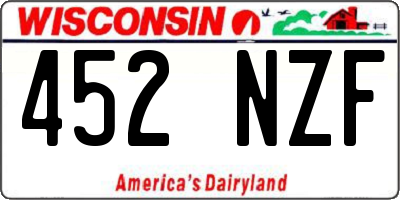 WI license plate 452NZF