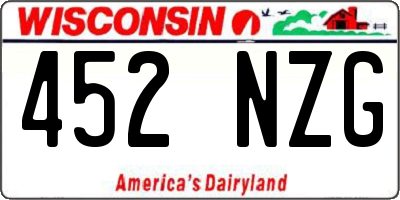 WI license plate 452NZG