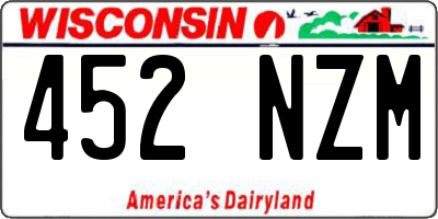 WI license plate 452NZM