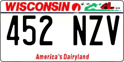 WI license plate 452NZV