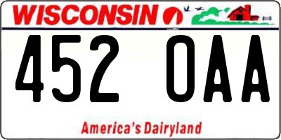 WI license plate 452OAA