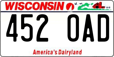 WI license plate 452OAD