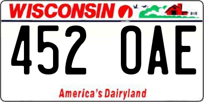 WI license plate 452OAE