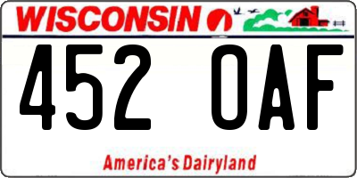 WI license plate 452OAF