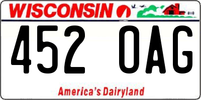 WI license plate 452OAG