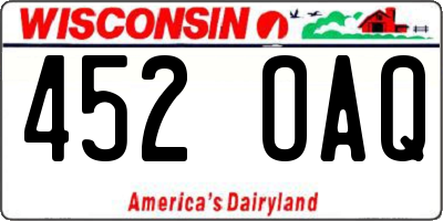 WI license plate 452OAQ