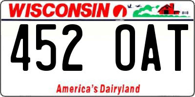 WI license plate 452OAT