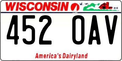WI license plate 452OAV