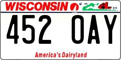 WI license plate 452OAY