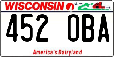 WI license plate 452OBA