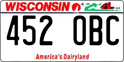 WI license plate 452OBC
