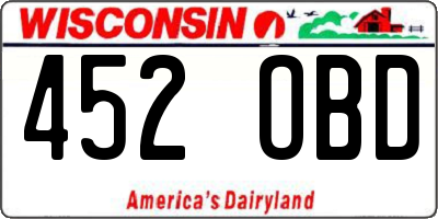WI license plate 452OBD