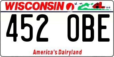 WI license plate 452OBE