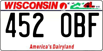 WI license plate 452OBF