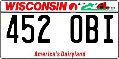 WI license plate 452OBI