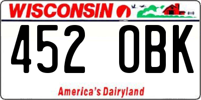 WI license plate 452OBK