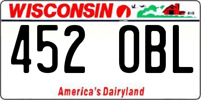 WI license plate 452OBL
