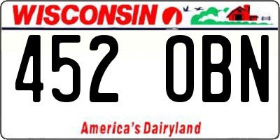 WI license plate 452OBN