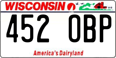 WI license plate 452OBP