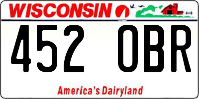 WI license plate 452OBR