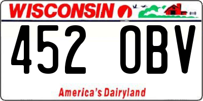 WI license plate 452OBV