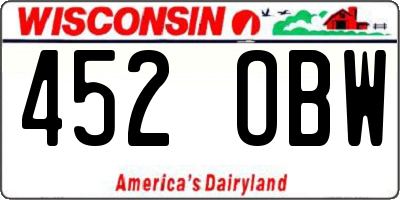 WI license plate 452OBW