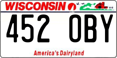 WI license plate 452OBY