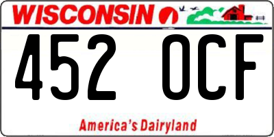WI license plate 452OCF