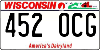 WI license plate 452OCG
