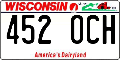 WI license plate 452OCH