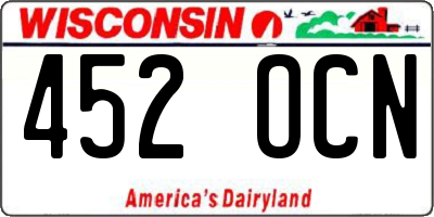 WI license plate 452OCN