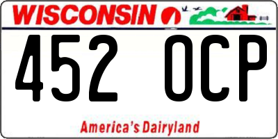 WI license plate 452OCP