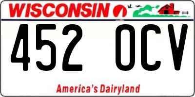 WI license plate 452OCV
