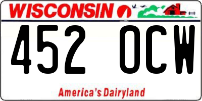 WI license plate 452OCW