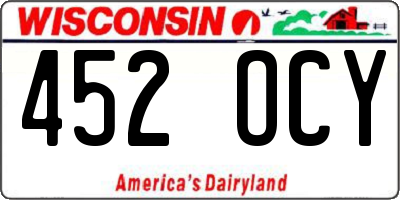 WI license plate 452OCY