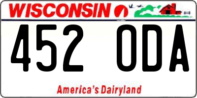 WI license plate 452ODA