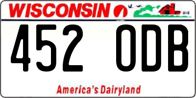 WI license plate 452ODB