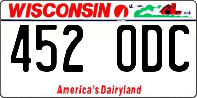 WI license plate 452ODC