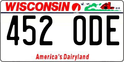 WI license plate 452ODE