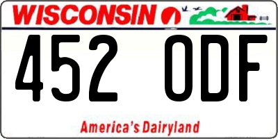 WI license plate 452ODF