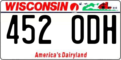 WI license plate 452ODH