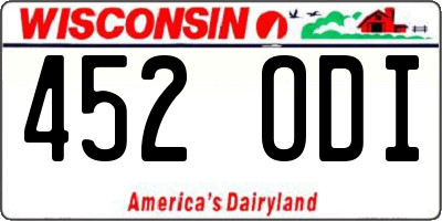 WI license plate 452ODI