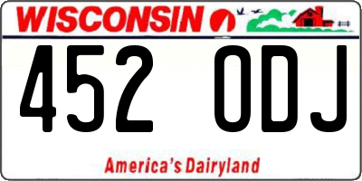 WI license plate 452ODJ