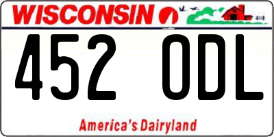 WI license plate 452ODL
