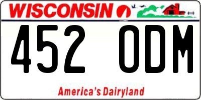 WI license plate 452ODM