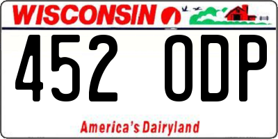 WI license plate 452ODP
