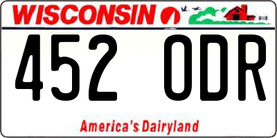 WI license plate 452ODR