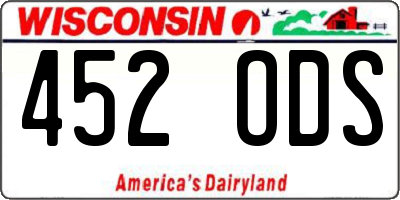 WI license plate 452ODS